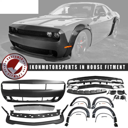 2008-2014 Dodge Challenger Front Bumper + SRT Lip + Fender Flares PP