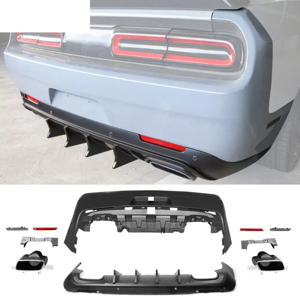 2008-2014 Dodge Challenger Front + Rear Bumper Cover + Diffuser PP
