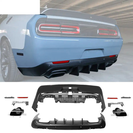 2008-2014 Dodge Challenger Front + Rear Bumper Cover + Diffuser PP