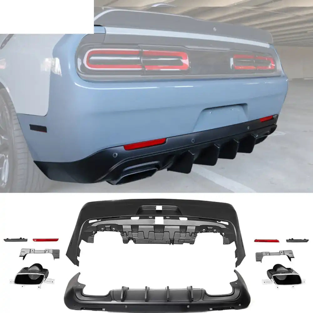 2008-2014 Dodge Challenger Front + Rear Bumper Cover + Diffuser PP