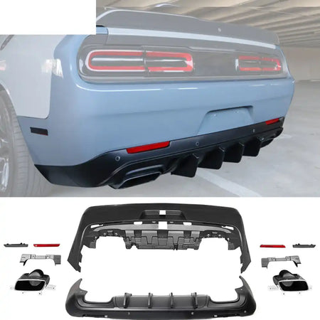 2008-2014 Dodge Challenger Front + Rear Bumper Cover + Diffuser PP