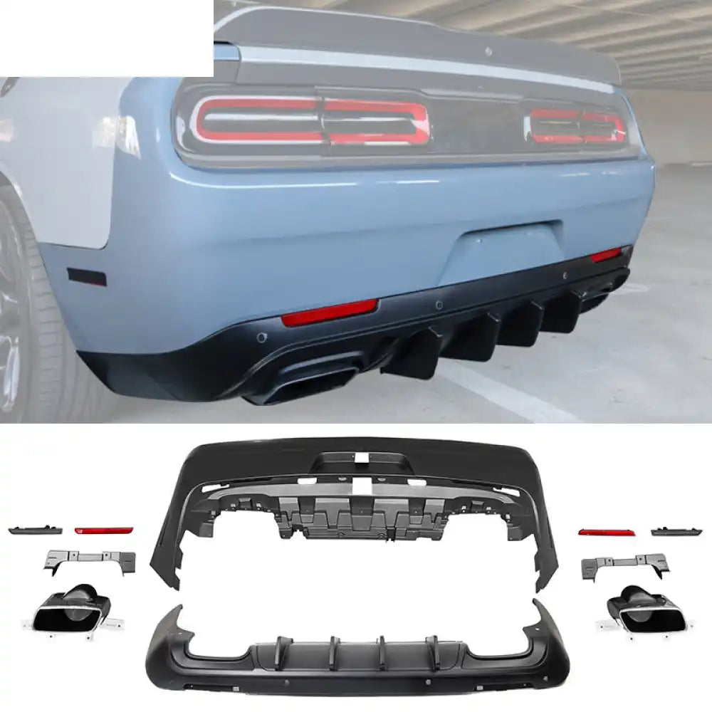 2008-2014 Dodge Challenger Front + Rear Bumper Cover + Diffuser PP