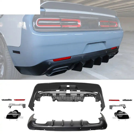 2008-2014 Dodge Challenger Front + Rear Bumper Cover + Diffuser PP
