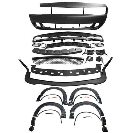 2008-2014 Dodge Challenger Front + Rear Bumper Cover + Lip + Diffuser PP