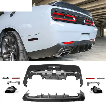 2008-2014 Dodge Challenger Front + Rear Bumper Cover + Lip + Diffuser PP
