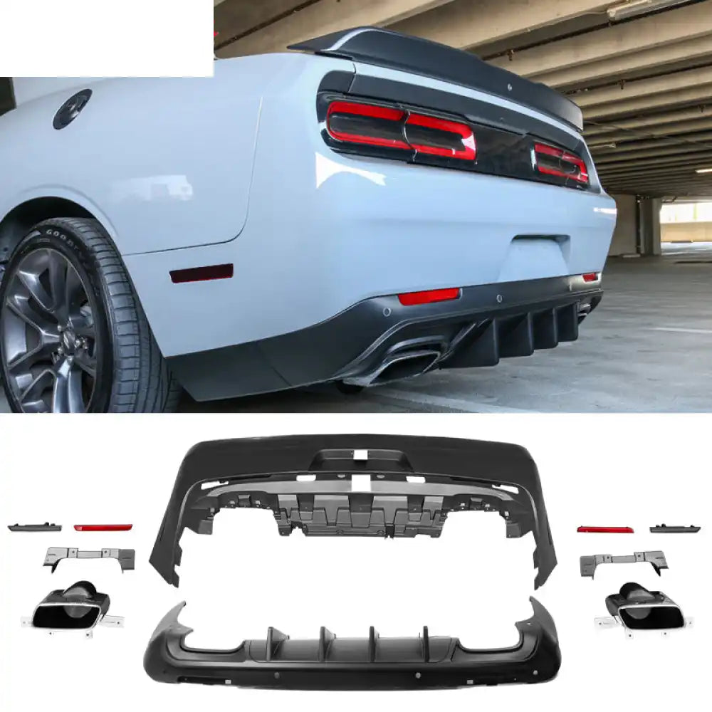 2008-2014 Dodge Challenger Front + Rear Bumper Cover + Lip + Diffuser PP
