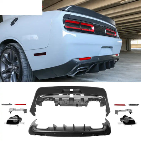 2008-2014 Dodge Challenger Front + Rear Bumper Cover + Lip + Diffuser PP