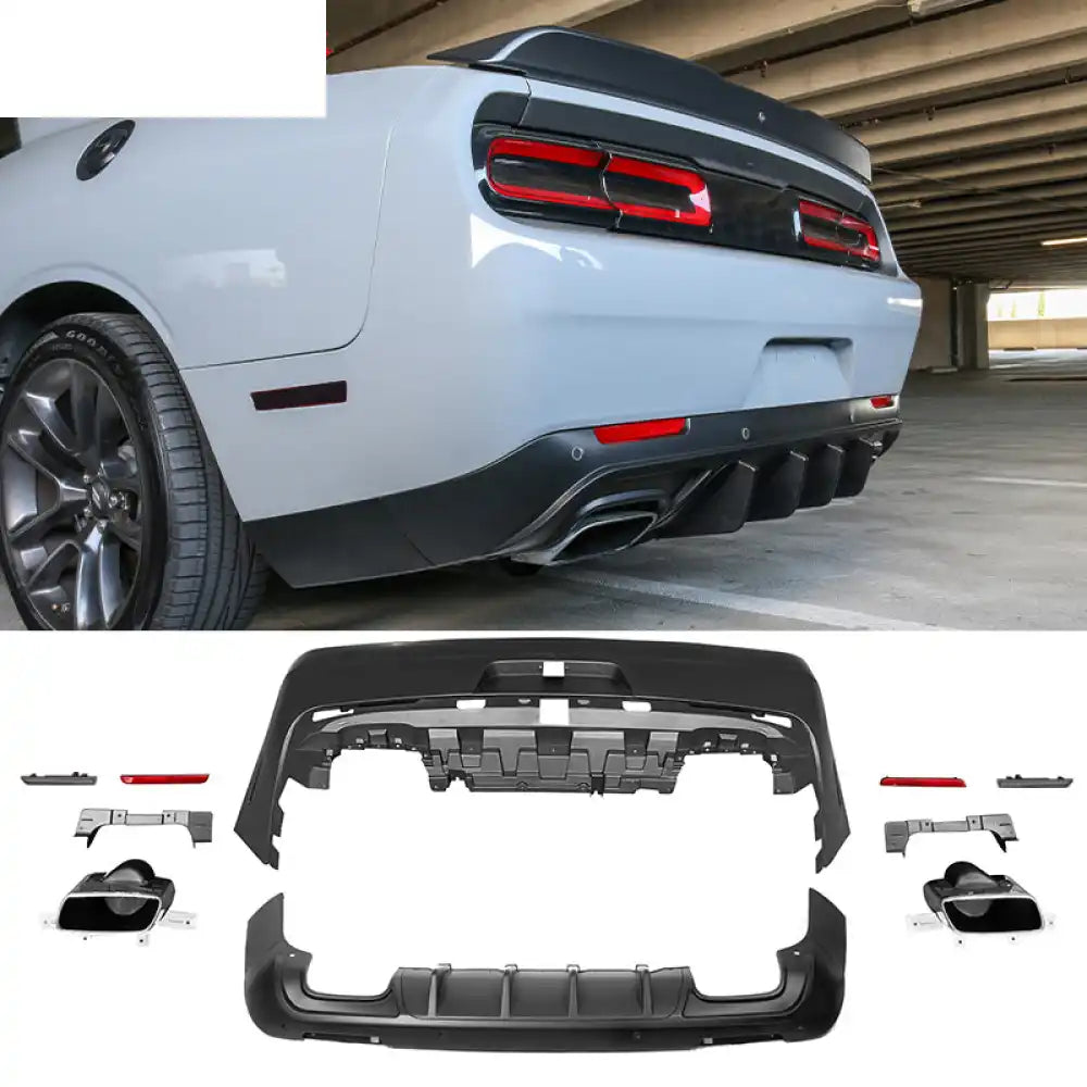 2008-2014 Dodge Challenger Front + Rear Bumper Cover + Lip + Diffuser PP