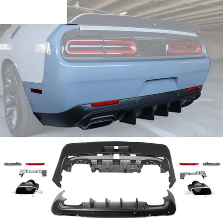 2008-2014 Dodge Challenger Front + Rear Bumper Cover + Lip + Diffuser PP