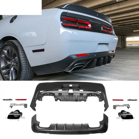 2008-2014 Dodge Challenger Front + Rear Bumper Cover + Lip + Diffuser PP