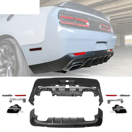 2008-2014 Dodge Challenger Front + Rear Bumper Cover + Lip + Diffuser PP