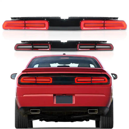2008-2014 Dodge Challenger Sequential Turn Signal Tail Lights 2PC Red, With Red Turning Signal