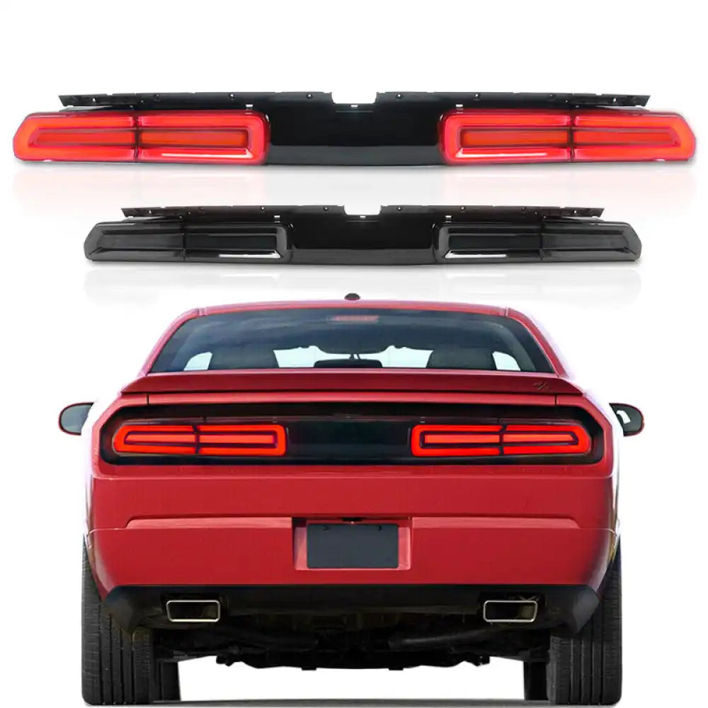 2008-2014 Dodge Challenger Sequential Turn Signal Tail Lights 2PC Smoke, With Red Turning Signal