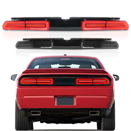2008-2014 Dodge Challenger Sequential Turn Signal Tail Lights 2PC Smoke, With Red Turning Signal