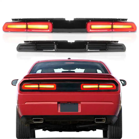 2008-2014 Dodge Challenger Sequential Turn Signal Tail Lights 2PC Smoke, With Yellow Turning Signal
