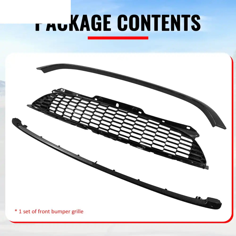 2008-2015 Mini Cooper S& JCW R55 R56 R57 R58 R59 JCW Style Front Bumper Upper Grille w/ Frame Carbon Fiber Print ABS