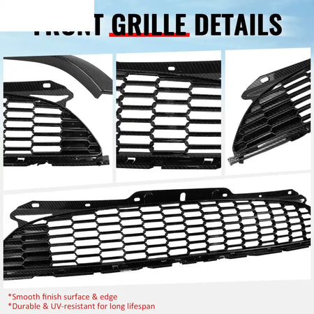 2008-2015 Mini Cooper S& JCW R55 R56 R57 R58 R59 JCW Style Front Bumper Upper Grille w/ Frame Carbon Fiber Print ABS