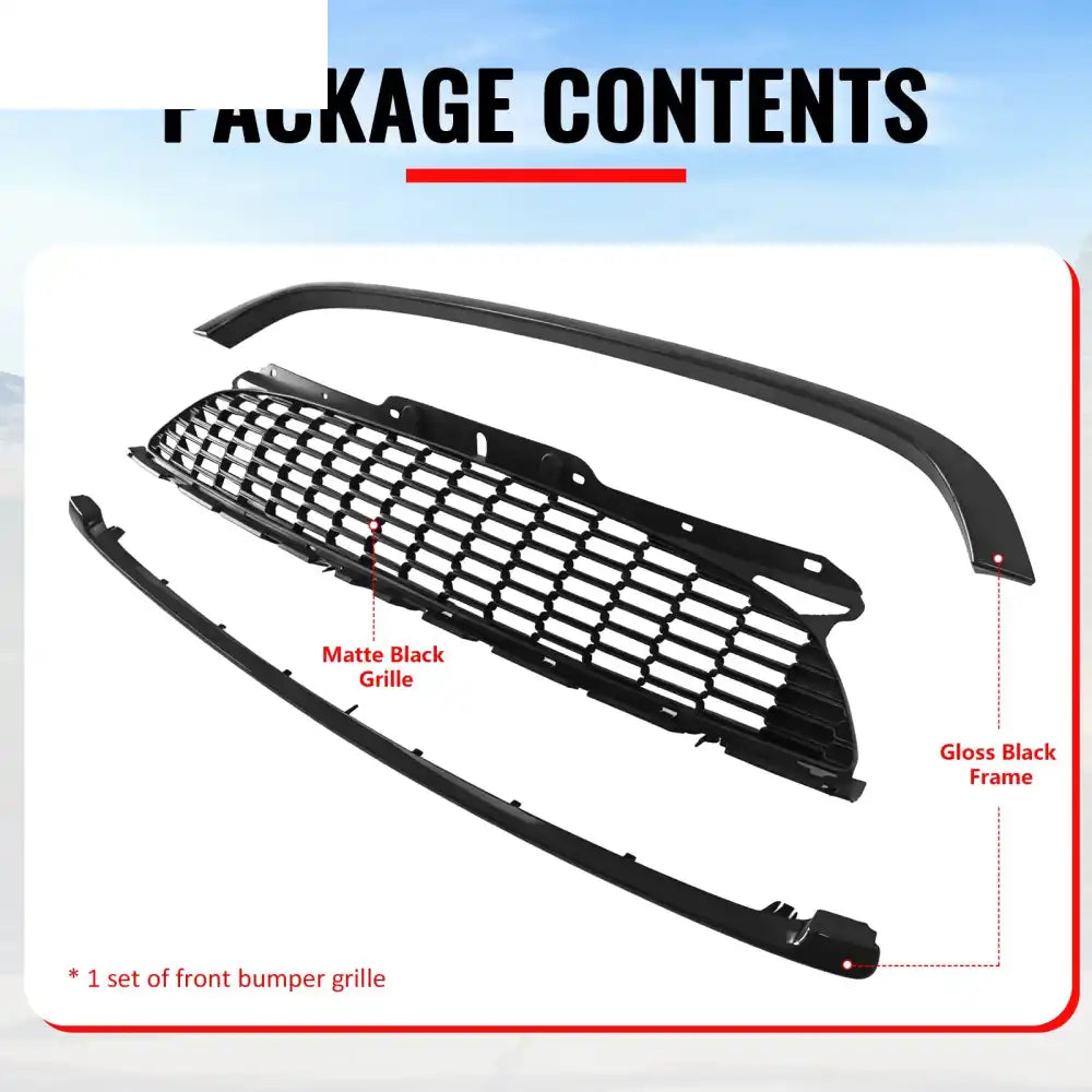 2008-2015 Mini Cooper S& JCW R55 R56 R57 R58 R59 JCW Style Front Upper Grille Matte Black Grille Gloss Black Frame ABS