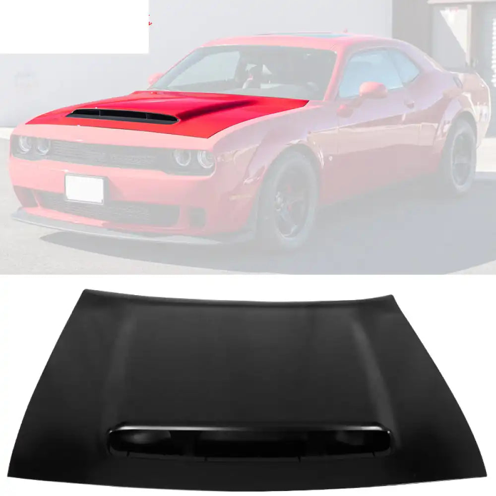 2008-2023 Dodge Challenger Hood Demon Style Aluminum Black Car Hood