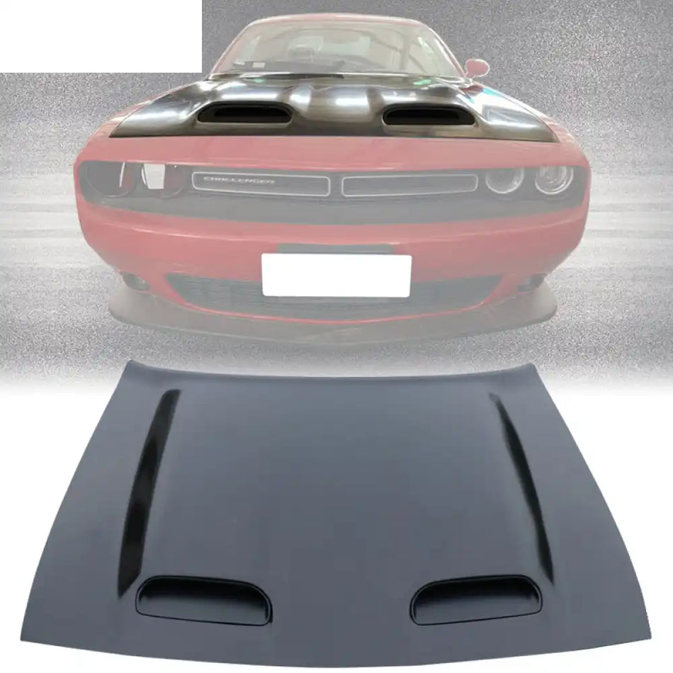 2008-2023 Dodge Challenger Hood Hellcat Style Aluminum Black Car Hood