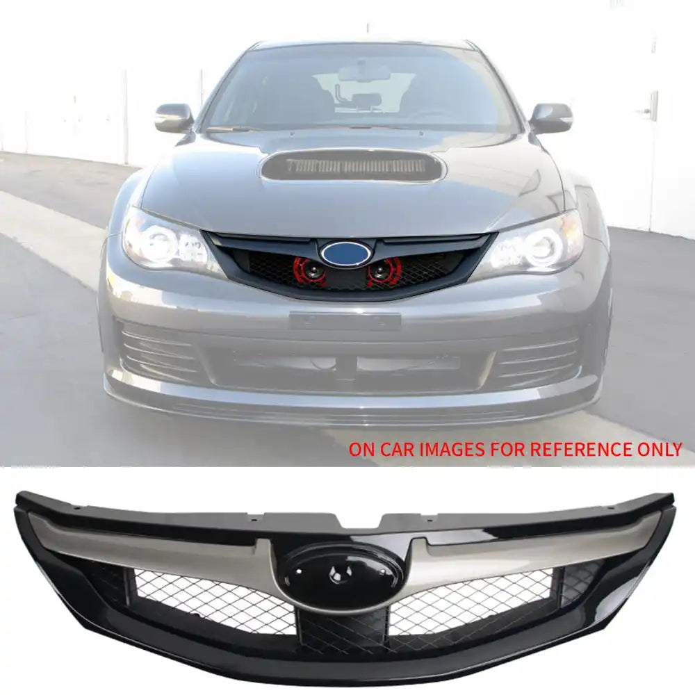 2008Ã¢2010 Subaru Impreza WRX Hatchback OE Style Front Grille ABS Replacement Gloss Black W/ Silver