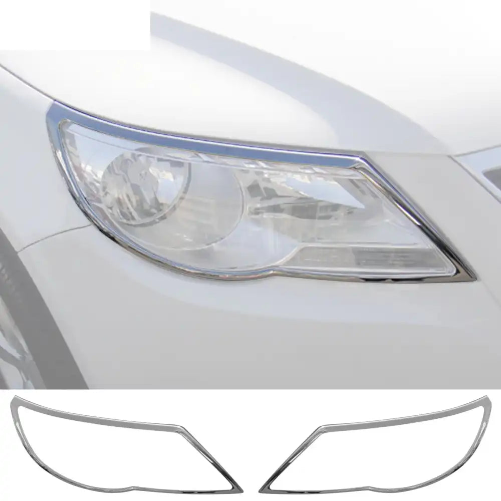 2009-2011 Volkswagen Tiguan Pre-facelift Chrome Headlights Trim Bezel Cover Surround Rim ABS Pair
