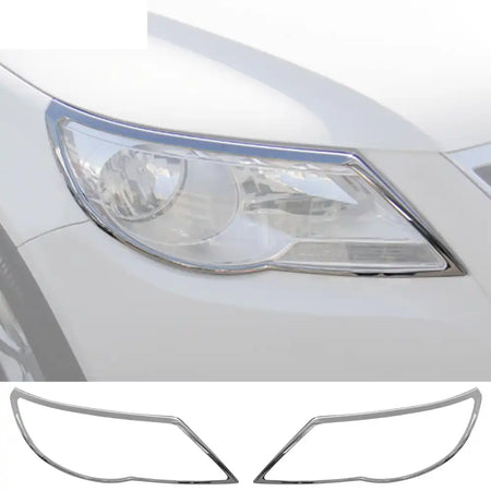 2009-2011 Volkswagen Tiguan Pre-facelift Chrome Headlights Trim Bezel Cover Surround Rim ABS Pair