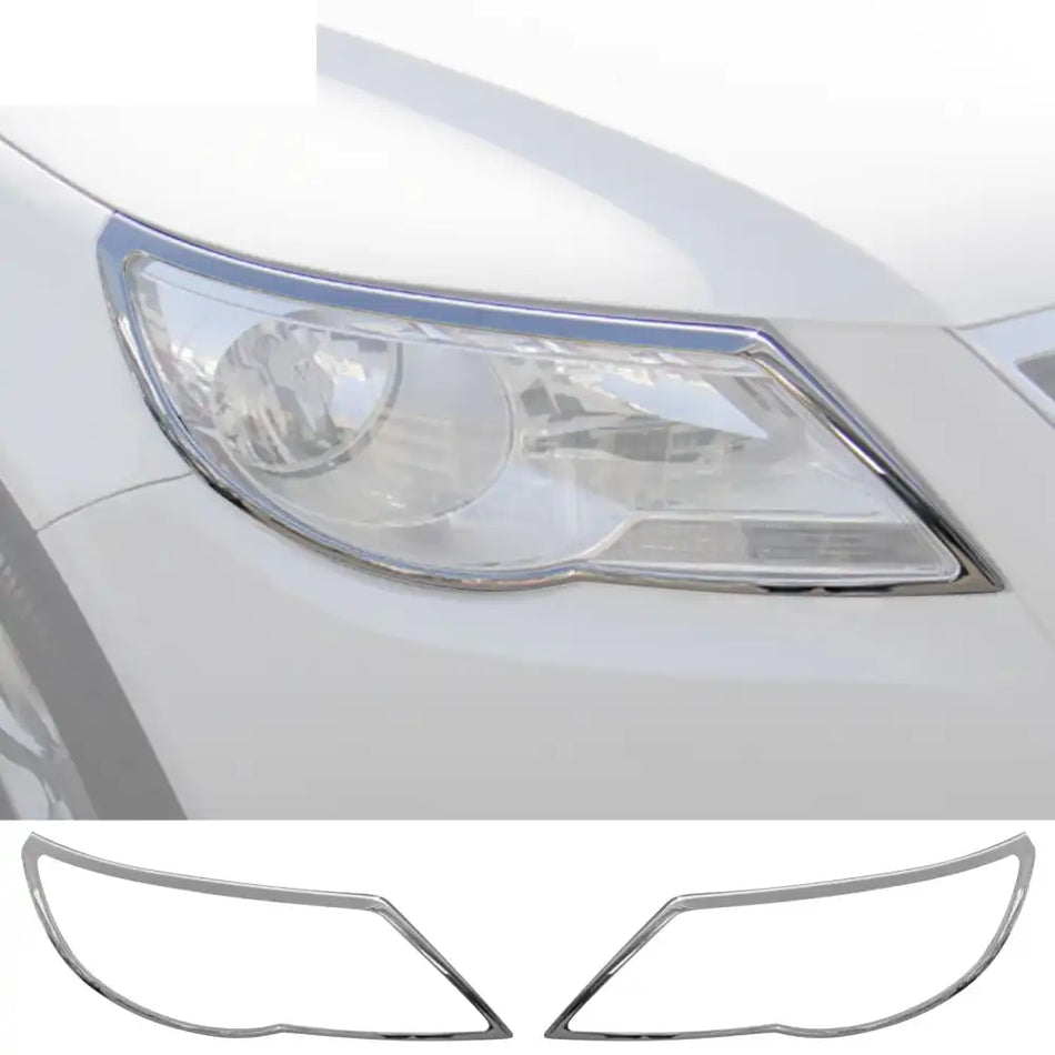 2009-2011 Volkswagen Tiguan Pre-facelift Chrome Headlights Trim Bezel Cover Surround Rim ABS Pair