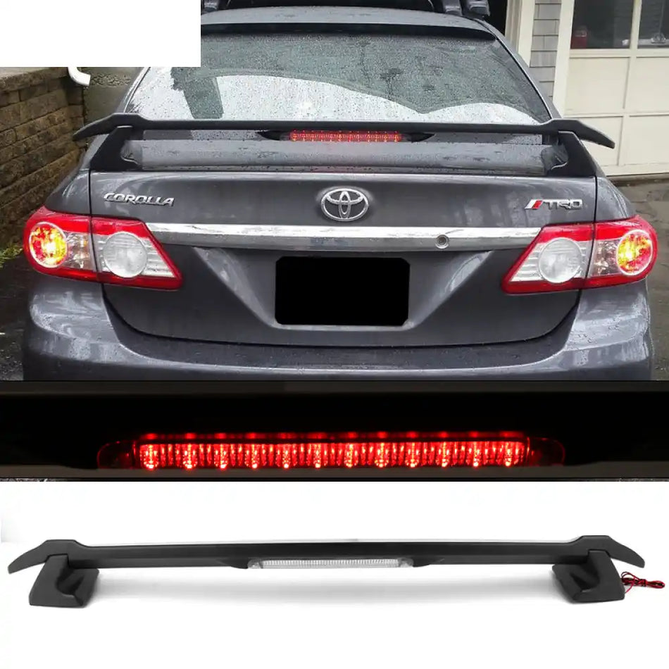 2009-2013 Corolla Sedan Sportivo Trunk Spoiler & LED Brake Light ABS Matte Black