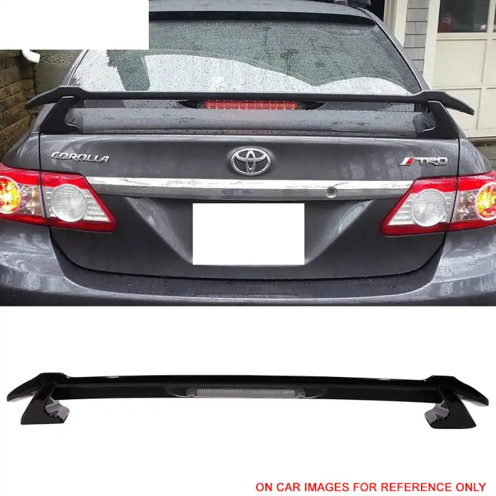 2009-2013 Corolla Sedan Sportivo Trunk Spoiler & LED Brake Light ABS Painted #209, U209 Black Sand Pearl