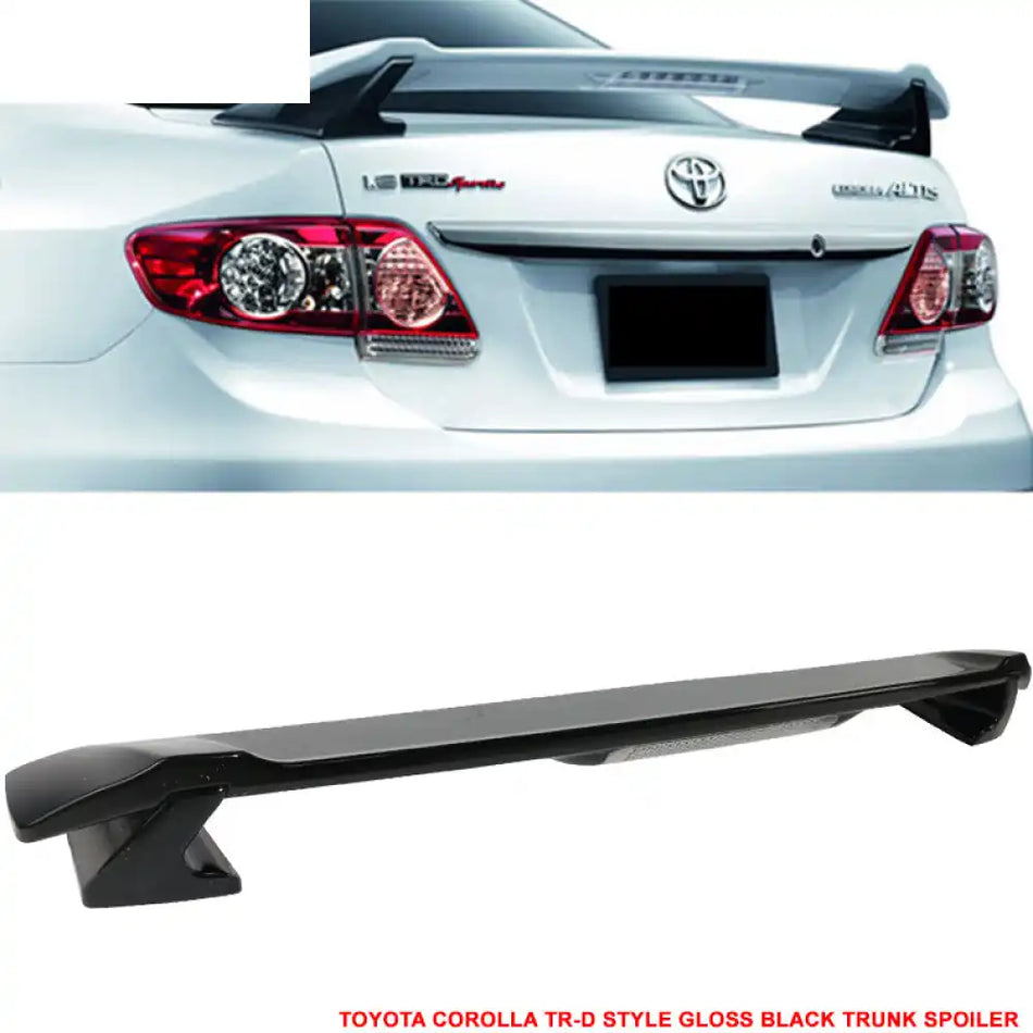 2009-2013 Corolla Sedan Sportivo Trunk Spoiler & LED Brake Light ABS Painted Gloss Black