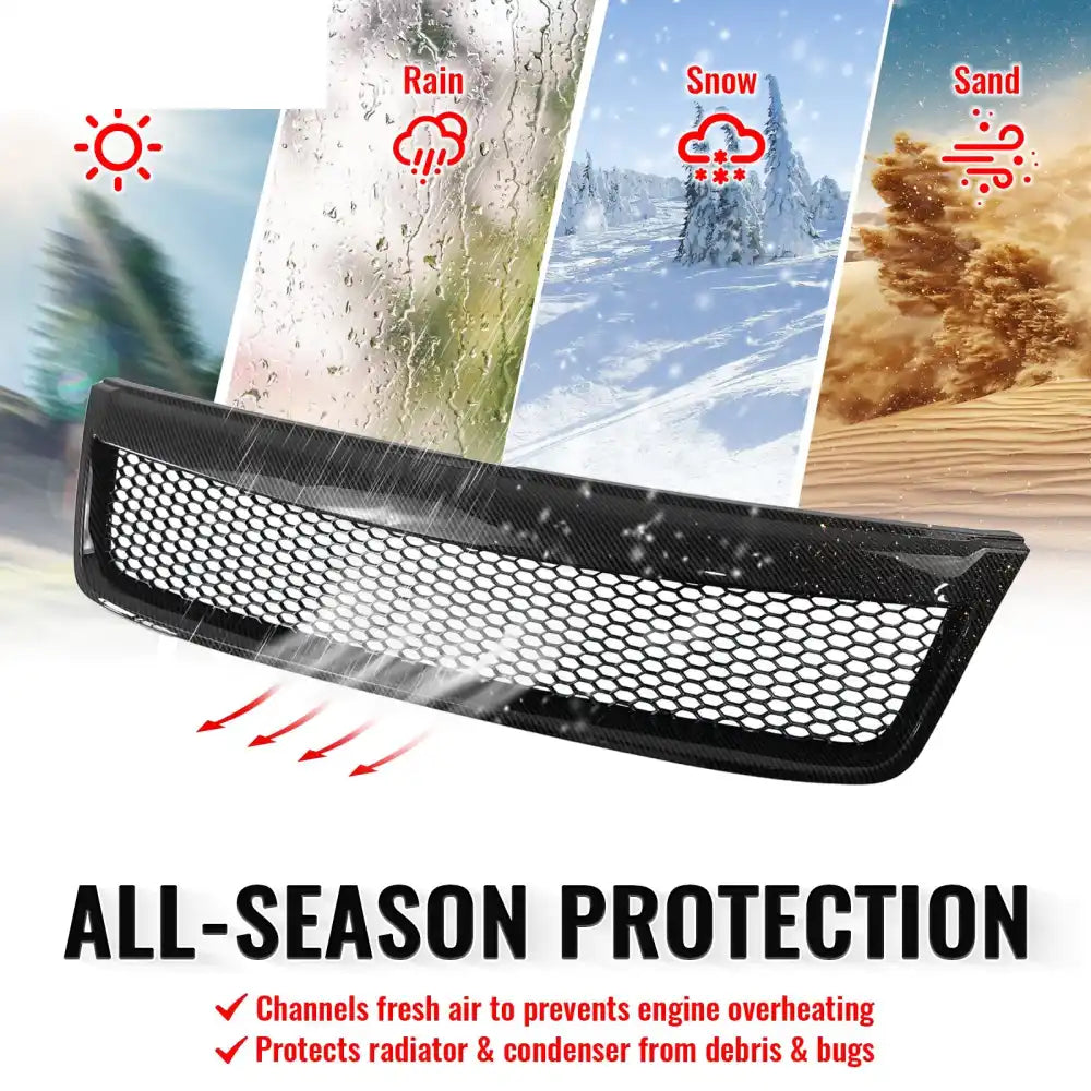 2009-2013 Subaru Forester Honeycomb Style Front Bumper Upper Grille Replacement Carbon Fiber Print ABS Carbon Fiber