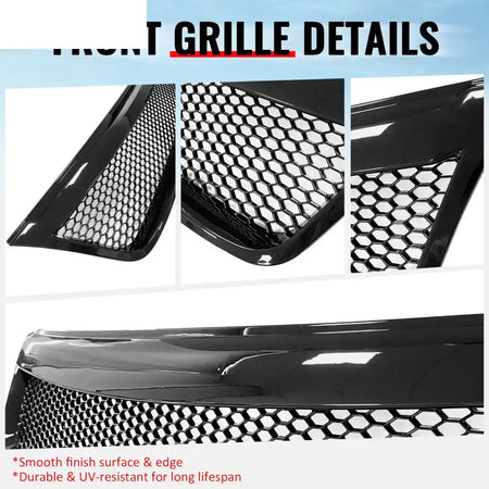 2009-2013 Subaru Forester Honeycomb Style Front Bumper Upper Grille Replacement Gloss Black ABS Gloss Black