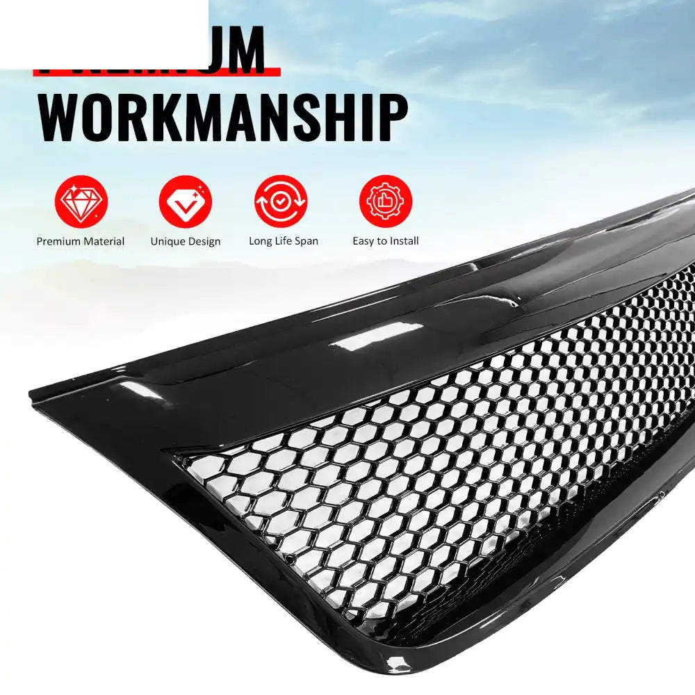 2009-2013 Subaru Forester Honeycomb Style Front Bumper Upper Grille Replacement Gloss Black ABS Gloss Black