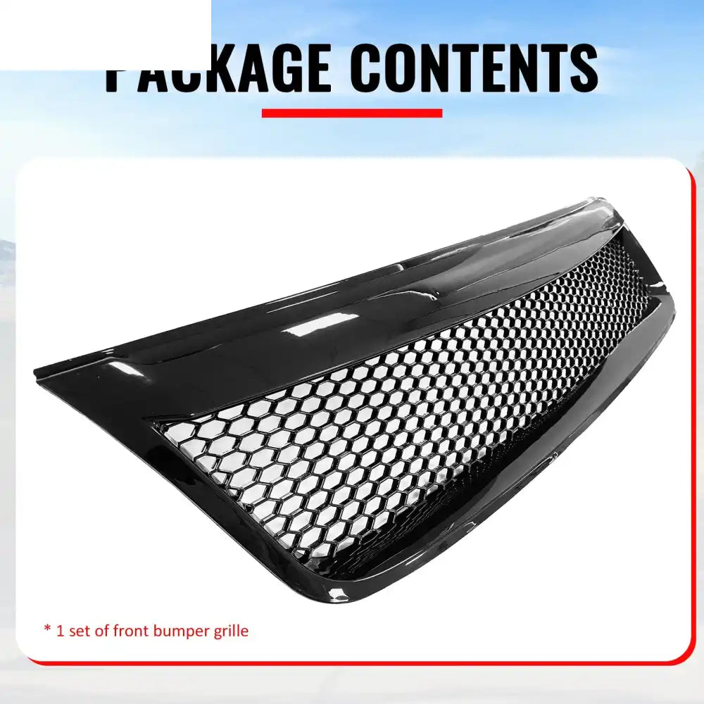 2009-2013 Subaru Forester Honeycomb Style Front Bumper Upper Grille Replacement Gloss Black ABS Gloss Black