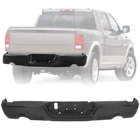 2009-2018 Dodge Ram 1500 Rear Step Bumper With Exhaust Holes - Steel Unpainted Rear Bumper W / Dual Exhaust Holes