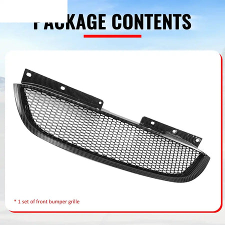 2010-2012 Hyundai Genesis Coupe Honeycomb Style Front Bumper Upper Grille Replacement Carbon Fiber Print ABS Carbon