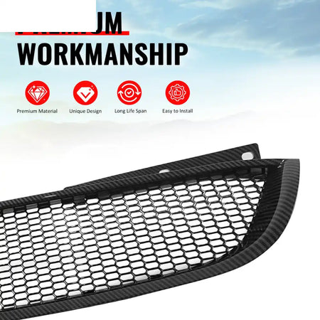 2010-2012 Hyundai Genesis Coupe Honeycomb Style Front Bumper Upper Grille Replacement Carbon Fiber Print ABS Carbon