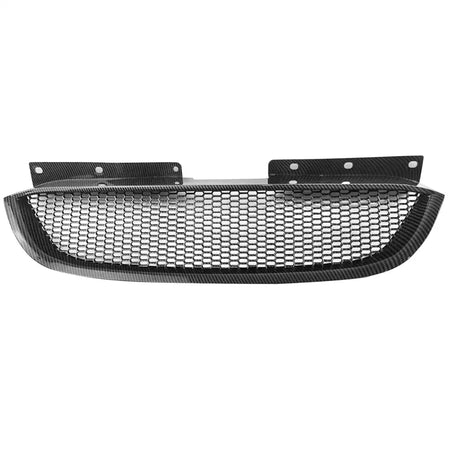 2010-2012 Hyundai Genesis Coupe Honeycomb Style Front Bumper Upper Grille Replacement Carbon Fiber Print ABS Carbon