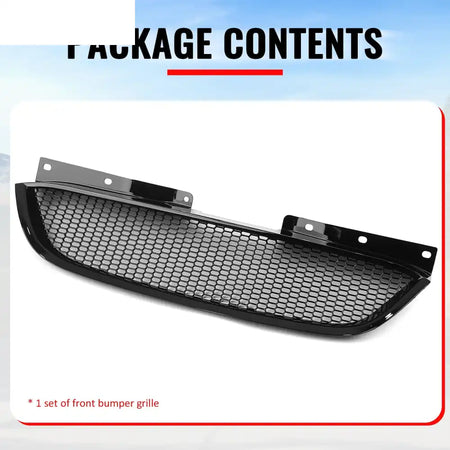2010-2012 Hyundai Genesis Coupe Honeycomb Style Front Bumper Upper Grille Replacement Gloss Black ABS Gloss Black