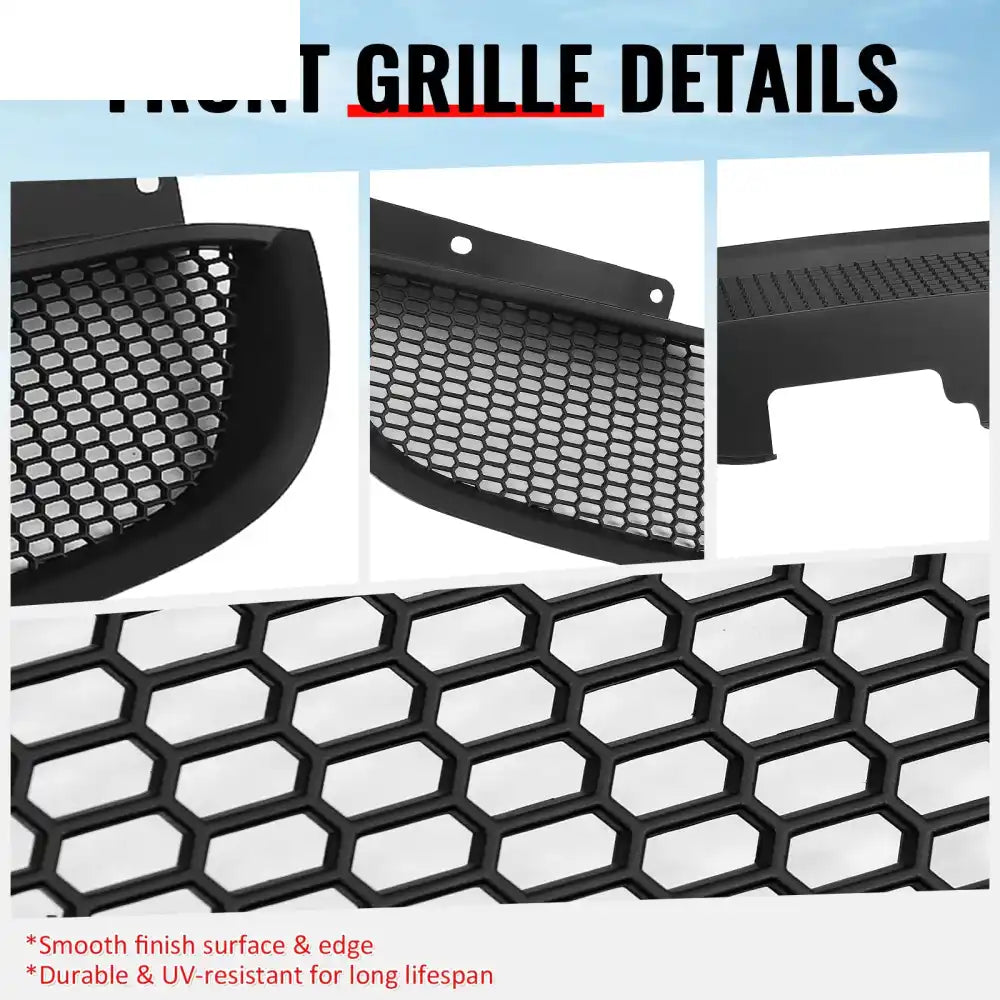 2010-2012 Hyundai Genesis Coupe Honeycomb Style Front Bumper Upper Grille Replacement Matte Black ABS Matte Black