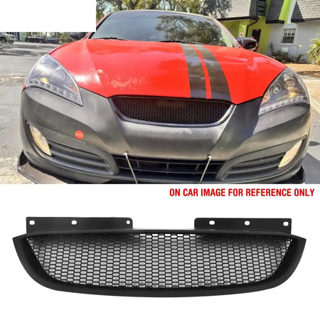 2010-2012 Hyundai Genesis Coupe Honeycomb Style Front Bumper Upper Grille Replacement Matte Black ABS Matte Black