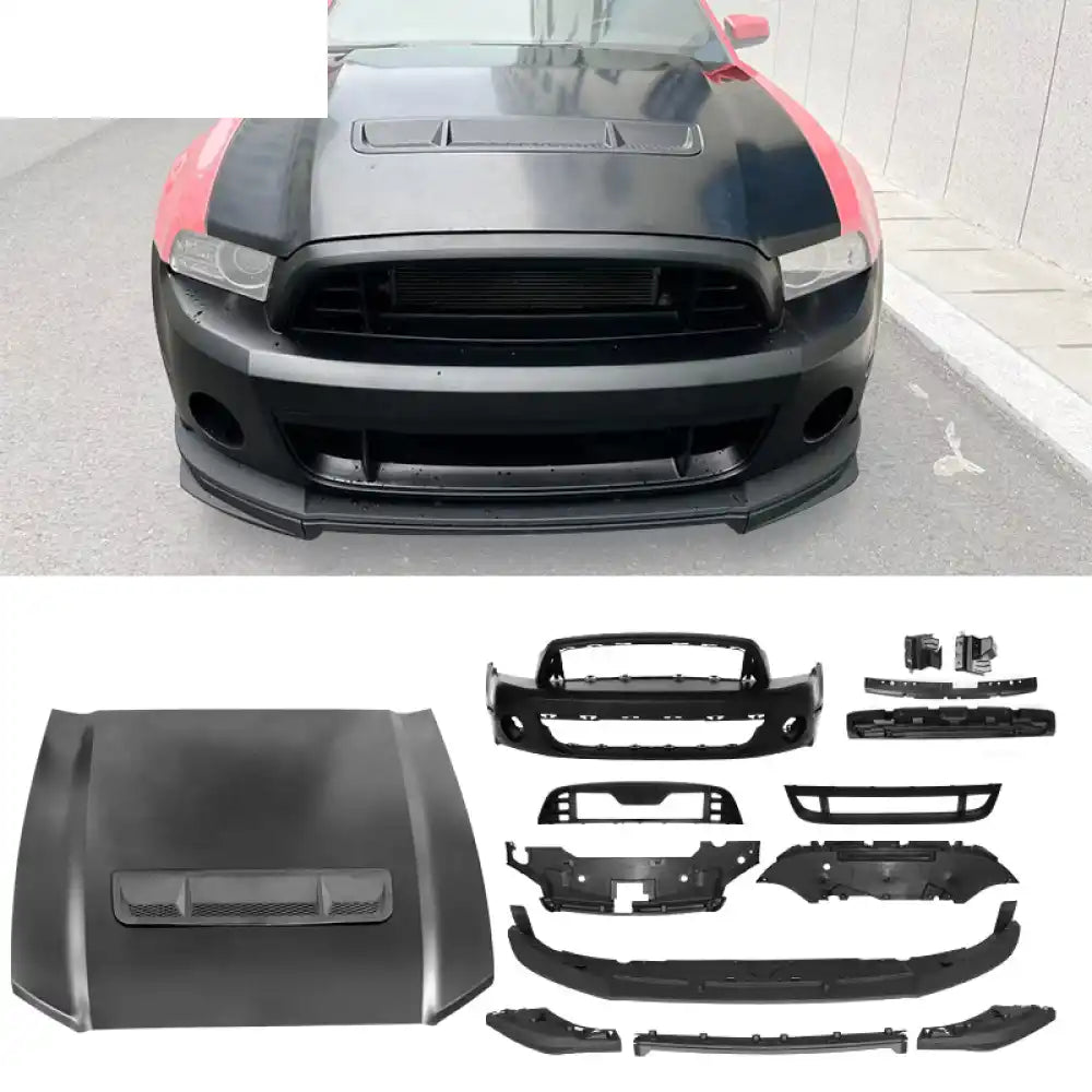 2010-2014 Ford Mustang GT500 Style Front Bumper Cover Hood Grille Lip