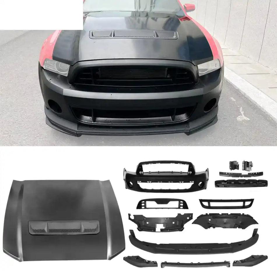 2010-2014 Ford Mustang GT500 Style Front Bumper Cover Hood Grille Lip