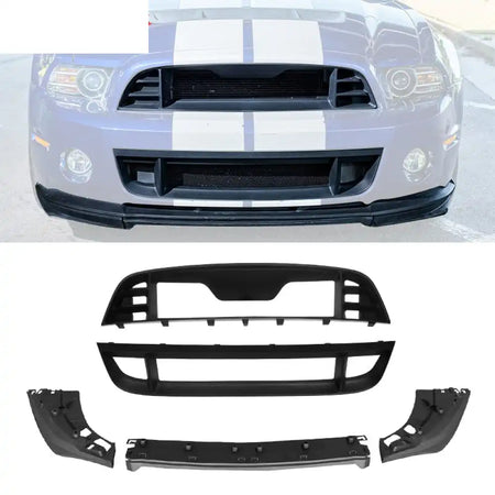 2010-2014 Ford Mustang GT500 Upper Lower Grille + Front Bumper Lip PP