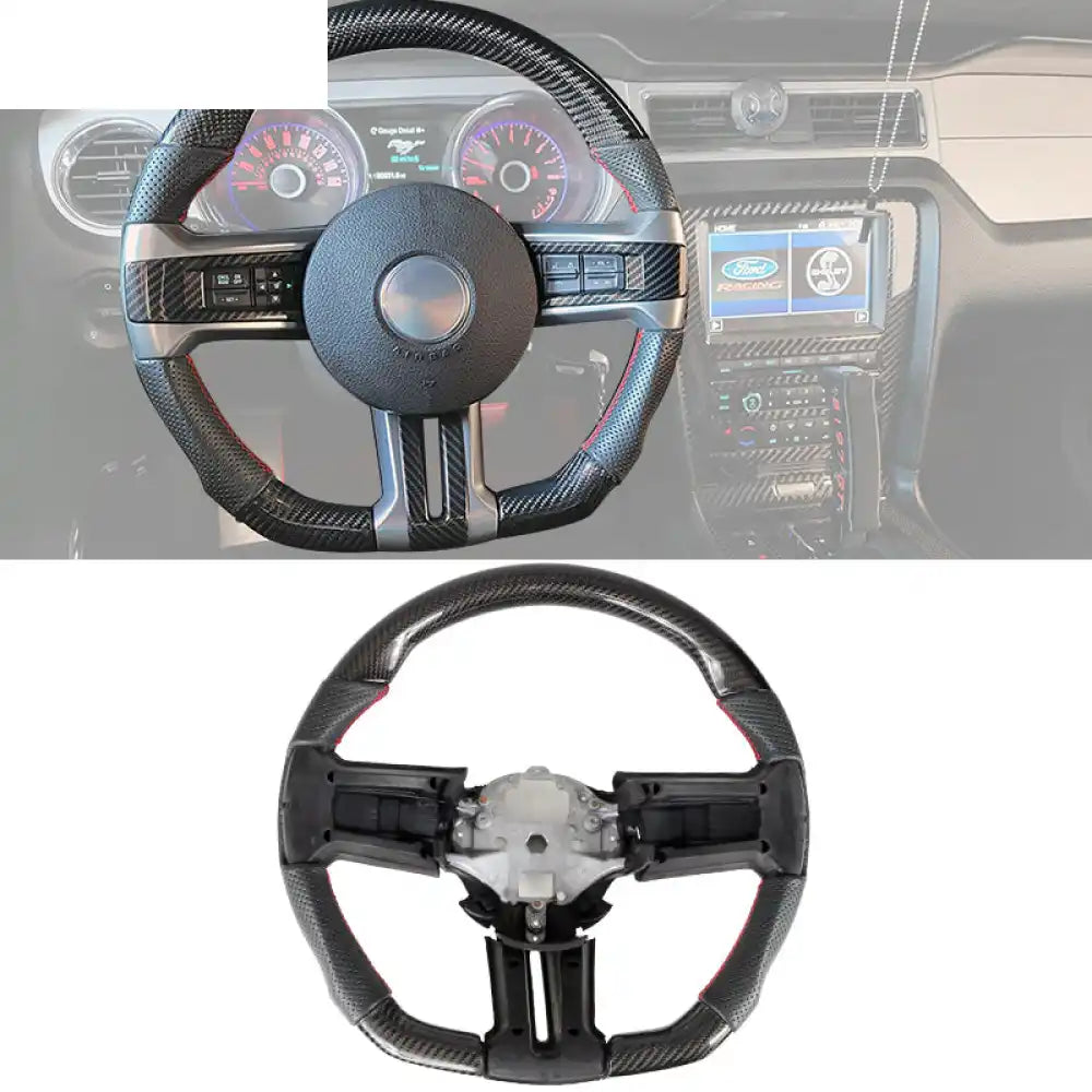 2010-2014 Ford Mustang Steering Wheel Carbon Fiber Perforated Leather / Carbon Fiber