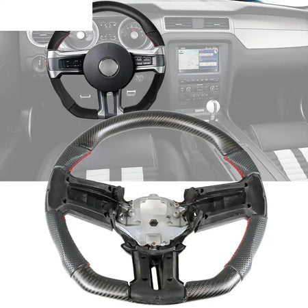 2010-2014 Ford Mustang Steering Wheel Carbon Fiber Perforated Leather / Matte Carbon Fiber