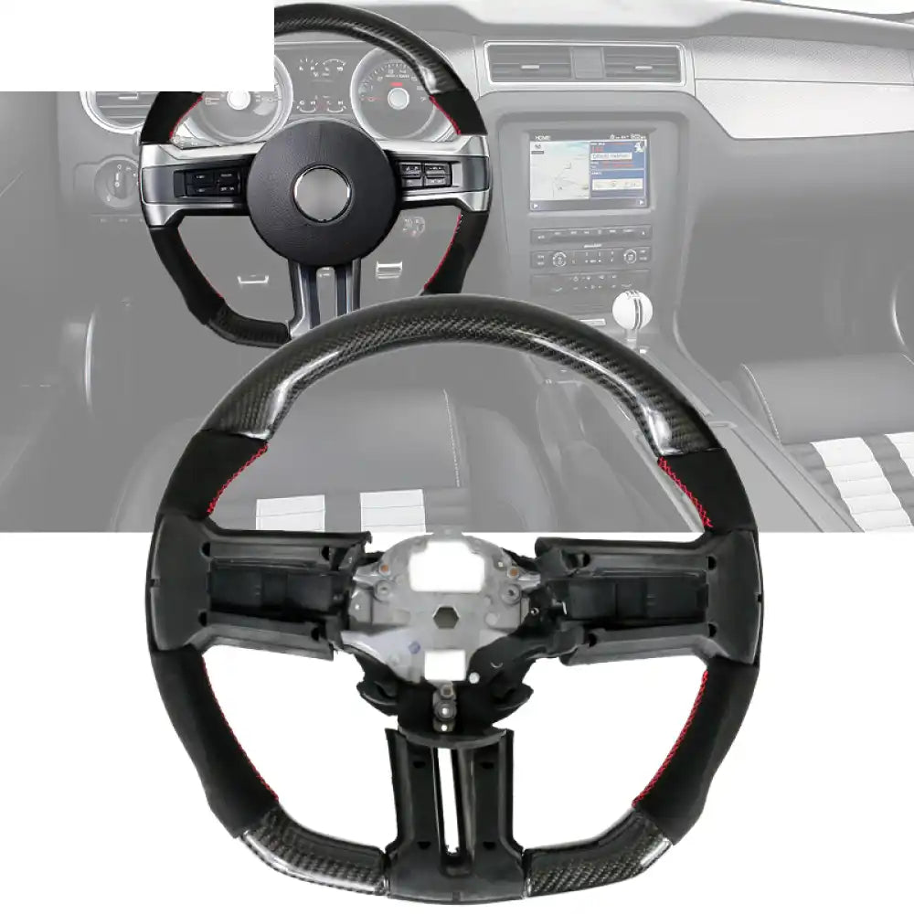 2010-2014 Ford Mustang Steering Wheel Carbon Fiber Carbon Fiber & Synthetic Suede / Carbon Fiber