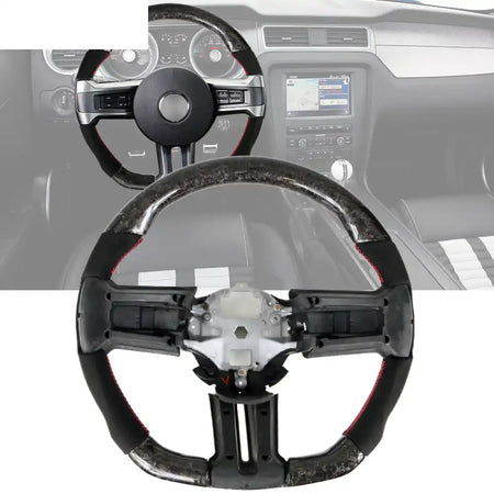 2010-2014 Ford Mustang Steering Wheel Carbon Fiber Synthetic Suede / Forged Carbon Fiber
