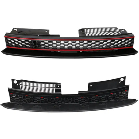 2010-2014 Volkswagen Golf 6 GTI Style Black Red Front Mesh Grille ABS